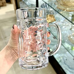 600ml Extra-Large Transparent Beer Glass Cup with Handle, Heat-Resistant Cup for Home Use, Tea Cup, Water Cup