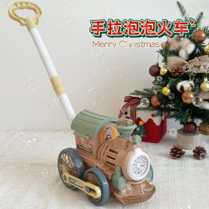 
New Christmas bubble machine for children, fully automatic blowing bubbles, handheld stroller, little boys and girls, New Year's gift