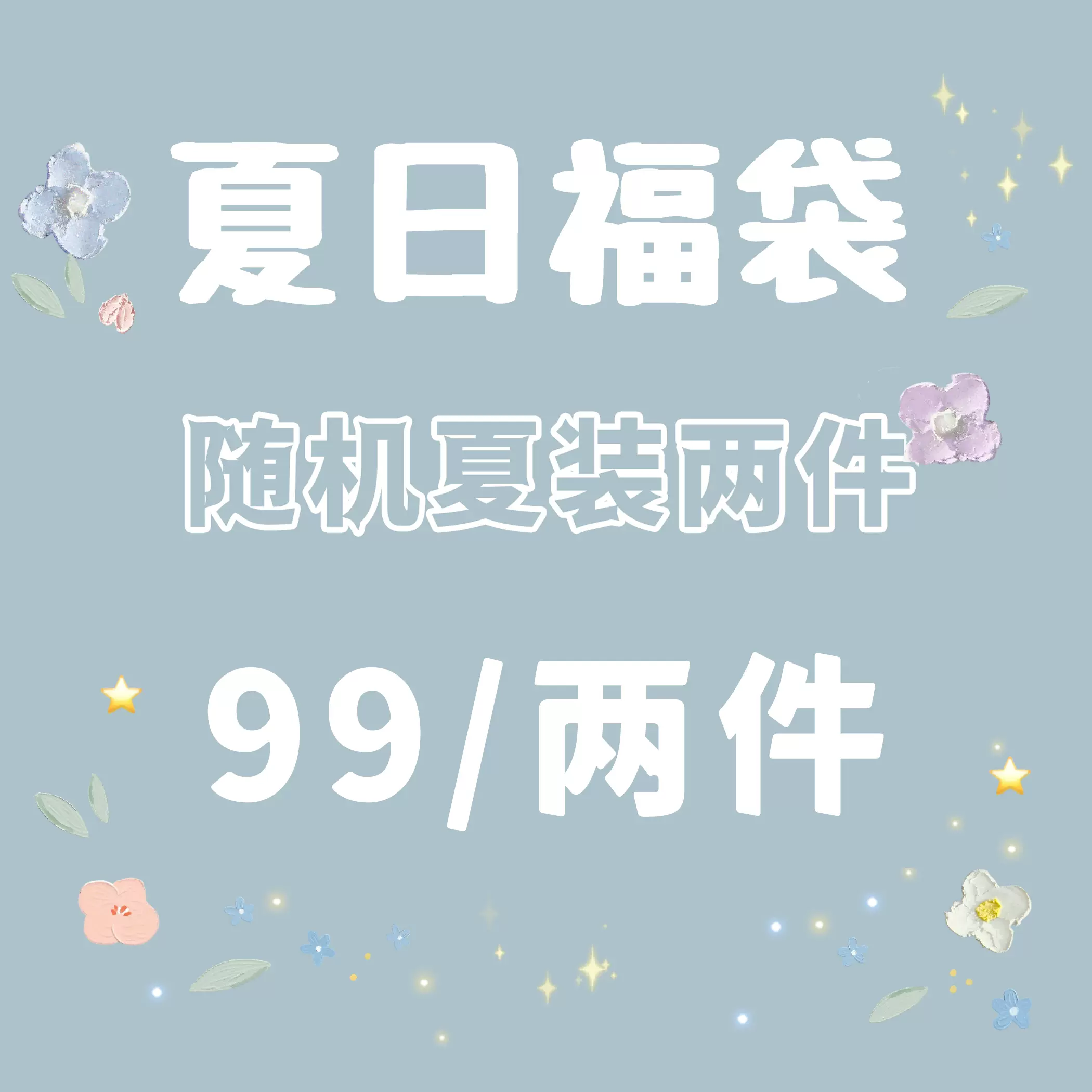 星月豚骨99福袋 夏清仓夏装盲盒内含随机2件t恤 短袖衬衫等