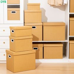 Kraft Paper Storage Box Household Paper Box Organizer File Book Storage Box with Lid Snack Storage Box