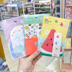 Japanese Daiso cute laser greeting cards stationery envelopes