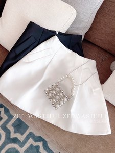 
Spot small fragrant skirt 2025 new summer glossy high-waist slim bud skirt satin A-line skirt