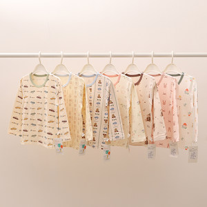
Children's round neck cartoon Mo cotton long-sleeved T-shirt boys and girls boneless single-piece autumn clothes spring and autumn underwear bottoming pajamas