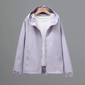 
Spring short windbreaker jacket for women 2025 new versatile loose hooded solid color jacket thin jacket trendy