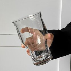 ins Trendy Wide-Mouth Glass Cup, Juice Cup, Iced Americano Coffee Cup, Water Cup, Beer Cup, Beverage Cup