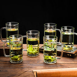 Whole Set of Teahouse-Specific Tea Cups, Glass Dual-Purpose Water Cups, Household Beer Cups with Handles, High-End Tea Cups, Glass Tea Cups