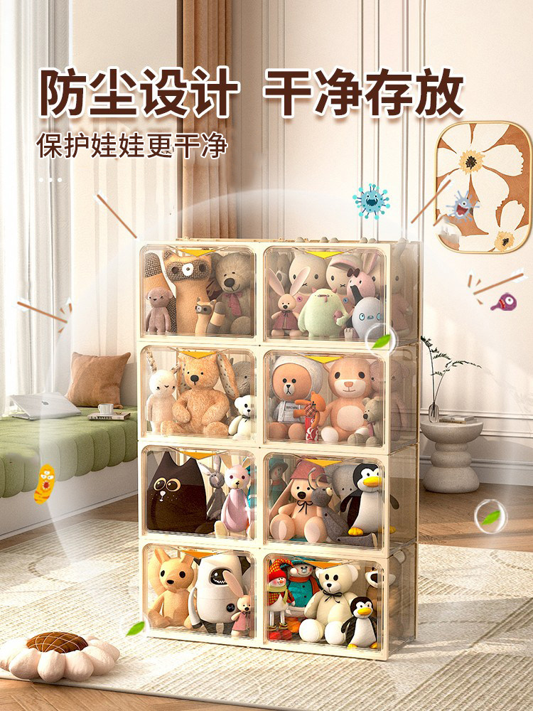 Coleshome Doll Display Cabinet Plastic Storage for Figures