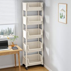 Bookshelf Floor-Standing Storage Rack Integrated Against the Wall Children's Storage Free Combination Student Storage Movable Simple Bookcase