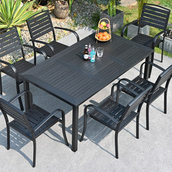Outdoor Table and Chair Set for Courtyard Leisure, Made of Plastic Wood, Suitable for Open-Air Balconies and Patios, with Anti-Corrosion Wood Finish