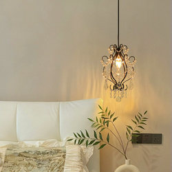 French-Style Light Luxury Bedside Chandelier, Black High-End American Retro Crystal Lamp, Bedroom Study Background Wall Small Chandelier