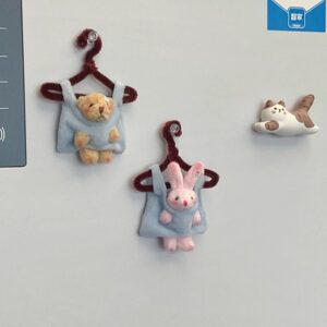 
Animal rabbit bear plush doll in shopping bags refrigerator stickers backpack ornaments decoration companionship gift
