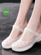 Giày Croc Nurse màu trắng Dép đế dày mùa hè dành cho nữ Giày sandal đế mềm chống trượt cho nữ Dép đi làm đi biển chống trượt dành cho nữ Nhóm bệnh viện đế mềm Mua hàng