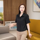Black short-sleeved fashionable western-style shirt for women 2025 loose slimming summer new age-reducing white shirt short small