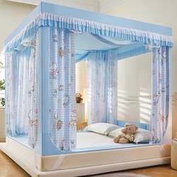 2025 New Model Children's Anti-Fall Mosquito Net with Full Bottom, Baby Home Bed Curtain Integrated Bed Canopy with Zipper, No Installation Needed, Yurt Style