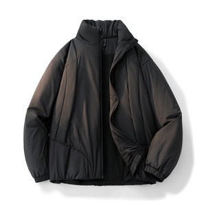 
2025 American stand-up collar cotton coat for men, autumn and winter trendy brand couple wear, cotton-padded jacket, thickened and fleece coat, sheep