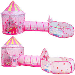Children's Tent Indoor Princess Girl Outdoor Dreamy Pink Three-Piece Set House Crawling Sun Tunnel Playhouse