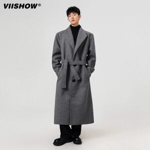 
VIISHOW mid-length woolen coat men's winter retro high-end couple coat high street fashion brand knee-high windbreaker
