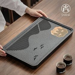 Small Tea Tray for Home Use, 2026 New Model, High-End Imitation Black Gold Stone Tea Tray for Living Room, Tea Set, Dry Brewing Small Tea Table