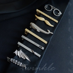 Men's Simple Tie Clip Silver Metal Business Groom Wedding Fashion Decoration Trendy Gold Crystal Professional Security Guard