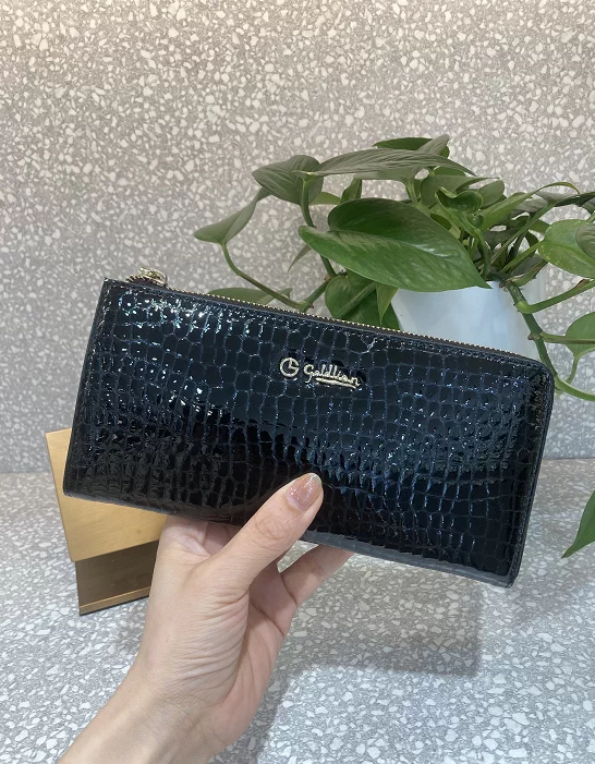 金利来钱包goldlion◷女真皮长款时尚鳄鱼纹手机包漆皮女包手拿包 