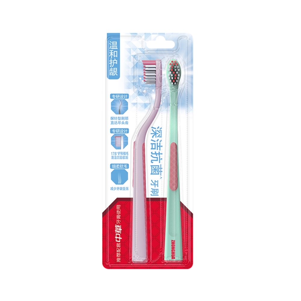 중국 전문 딥 클리닝, 항균, 소형 탐침 칫솔, 부드러운 잇몸 보호, 항균 강모, 중국 맞춤형 2개×1세트 -