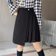 Large size irregular black skirt for women in autumn and winter style pleated skirt for fat mm retro versatile slim short skirt