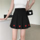 Large -size skirt Female Xiasong Tight waist skirt to prevent light, fat, sweet love embroidery bag hip slim A -line skirt