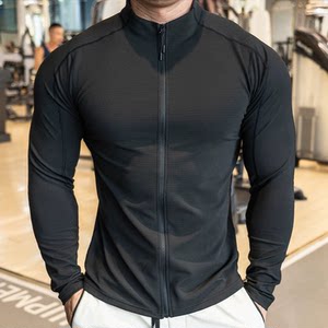 
Autumn style cycling stand collar men's sports quick-drying jacket training casual outdoor long sleeve zipper body jacket running