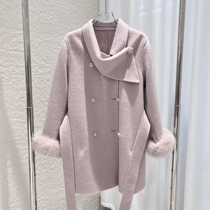 
Popular double-sided woolen coat for women 2025 winter new style small medium-length strappy woolen coat