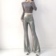 New high-waisted gold-burned leopard print bell-bottom pants for women in spring 2025, slim and slim and long trousers