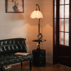 French Retro Atmosphere Floor Lamp, Living Room, Bedroom, Sofa Side Decoration, 2026 New Model, Integrated Shelf and Table Lamp