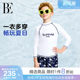 BE Fan De'an children's split swimsuit for men, middle and large children, long-sleeved sun protection, small stand-up collar, boxer angle, fashionable swimming spa