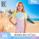 
BE van der An 2025 Children's split swimsuit flat corner girls medium-sized children short-sleeved swimming exercise light color vacation