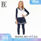 BE van der An 2025 Children's split swimsuit girl girls long sleeves trousers sun protection fake two-piece navy collar
