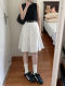 
White pleated skirt for women's summer large size Korean mid-length umbrella skirt high waist slim small person covering hips A-line skirt