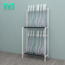 Badminton rackets on the second floor, special display rack for badminton hall pulling wires