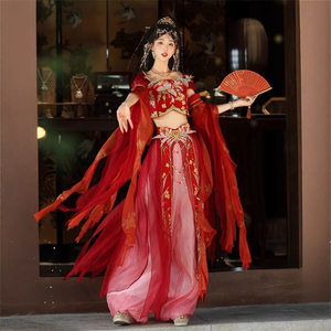 
Genuine original exotic style 2025 new Hanfu Dunhuang Xianqi Heavy Industry embroidery large skirt torn skirt bloomers summer