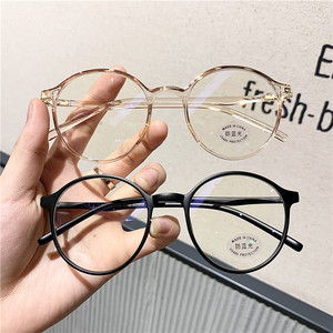 
Ultra-light Korean version of literary and artistic TR myopia glasses frame for women, round frame, retro flat mirror, plain mirror, Internet celebrity slimming small face frame