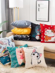 Scandinavian Simple Pure Color Removable and Washable Cushion Pillow Car Living Room Office Universal Elastic Linen Bed Pillow Cover