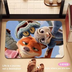 Zootopia Bathroom Diatomaceous Earth Absorbent and Stain-Resistant Mat, Non-Slip Carpet for Toilet and Bathroom Entrance, Quick-Drying Floor Mat