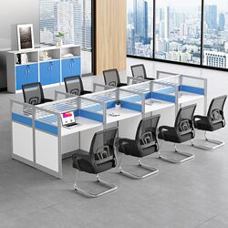Grid-Style Office Desk, Office Telephone Sales Workstation, Partitioned Small Cubicles, Employee Workstations for 10 People, 0.8m Small Size