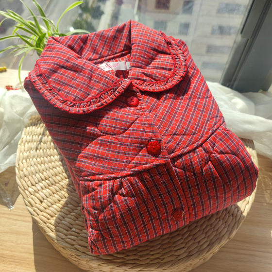 
Pure cotton cotton pajamas men and women winter long sleeve three-layer thickened cotton old coarse cloth warm home clothes cotton coat couple