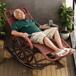 Rattan Rocking Chair for Living Room 2026 New Model Lounge Chair for Home Leisure Sunbathing Adult Sleeping Chair Balcony Lazy Chair