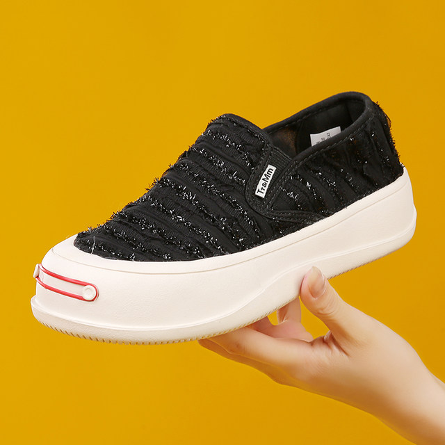 Tt/Mm/Toms women's shoes comfortable and casual loafer shoes with one foot, breathable mesh thick sole hollow lazy shoes