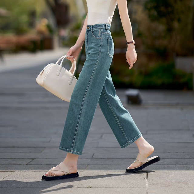 Yalida straight jeans for women 2025 new small loose large size women's pants spring and summer black cigarette pants