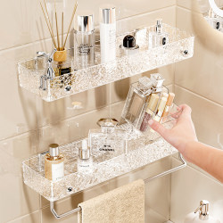 Bathroom Storage Rack Wall-Mounted No-Drill Acrylic Bathroom Toilet Washbasin Wall-Mounted Cosmetics Storage Shelf