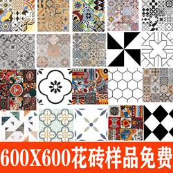 Tangka Pattern Tiles 600X600 Balcony Tiles Bathroom Wall Tiles Shop Floor Tiles Nordic Mosaic Non-Slip Floor Tiles