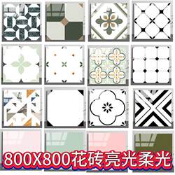 Spanish Soft Light Tiles 800X800 Living Room Mosaic Floor Tiles Colorful Thangka Tiles Kitchen and Bathroom Tiles Black and White