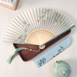 Traditional Chinese Folding Fan, New Chinese Style Bamboo Fan, Portable for Summer, Suitable for Hanfu and Cheongsam, Photo Prop