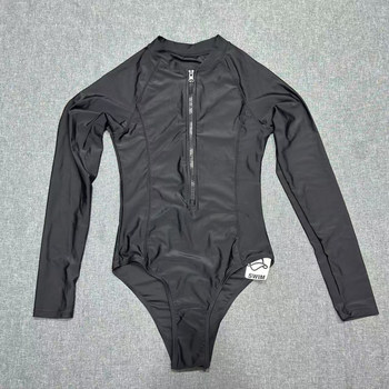 
Export European and American single women's long-sleeved sun protection and UV front middle zipper surfing and casual triangular swimsuit